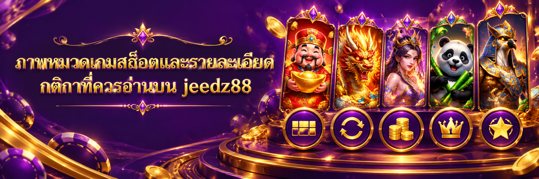 ภาพหมวดเกมสล็อตและรายละเอียดกติกาที่ควรอ่านบน jeedz88